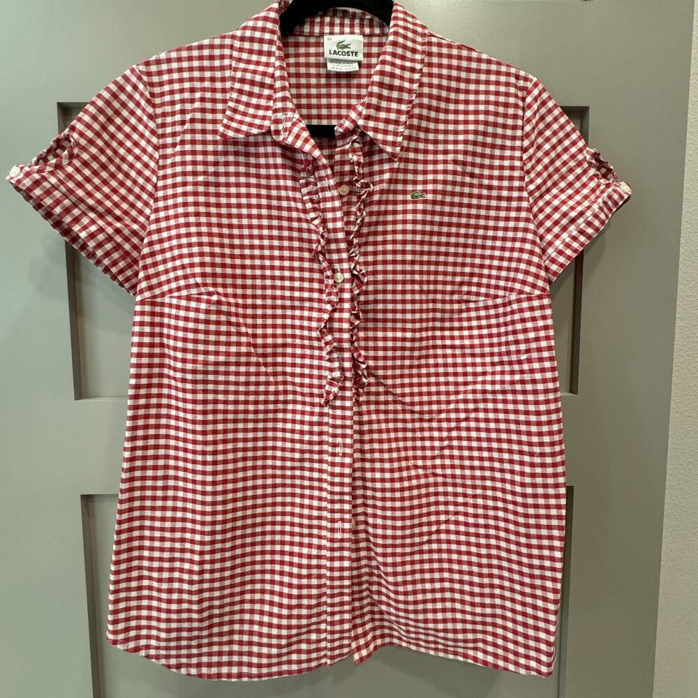 Lacoste Gingham Short Sleeve Button Up Shirt